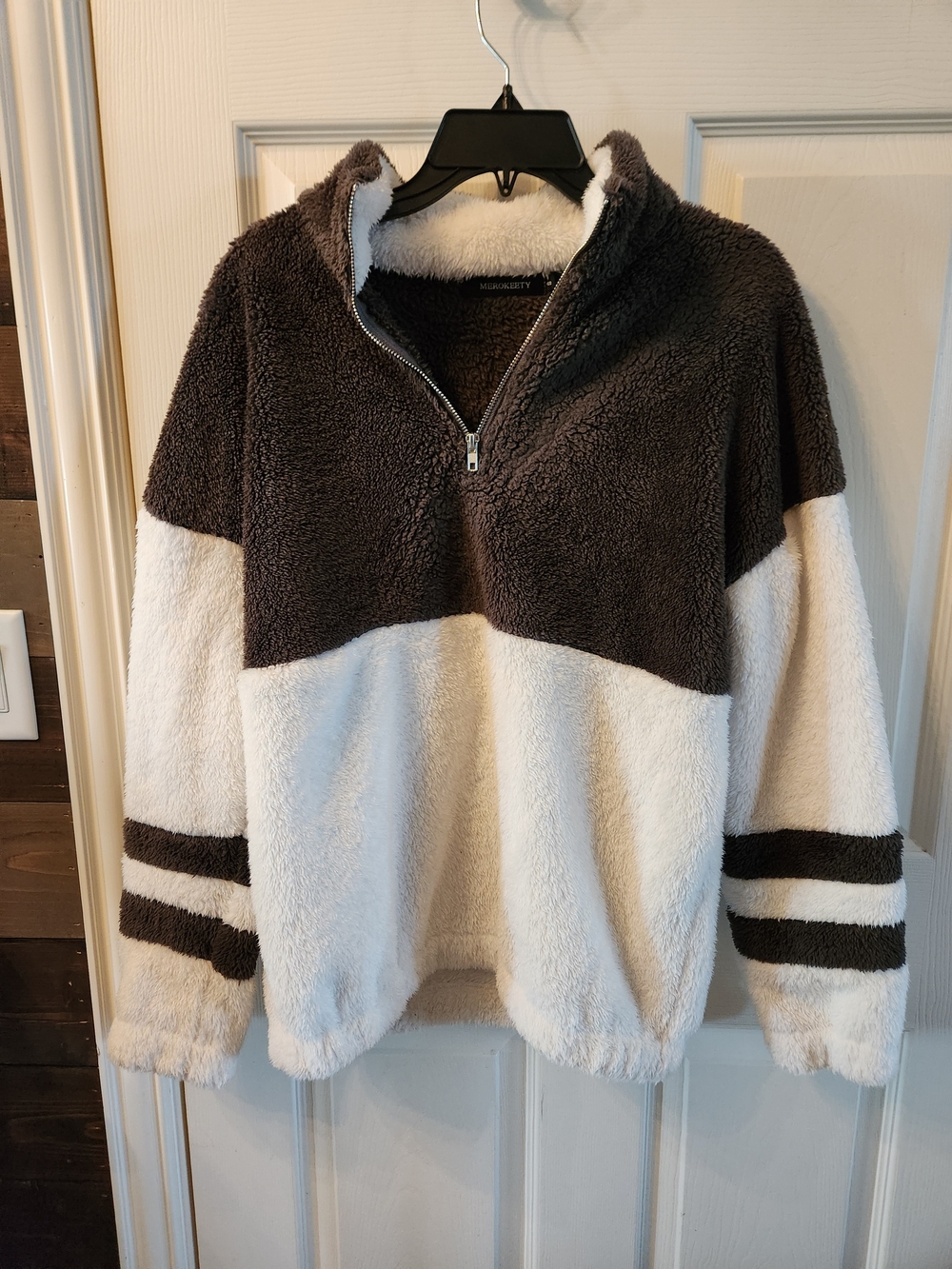 Merokeety Cozy Half-Zip Sherpa Pullover, Small